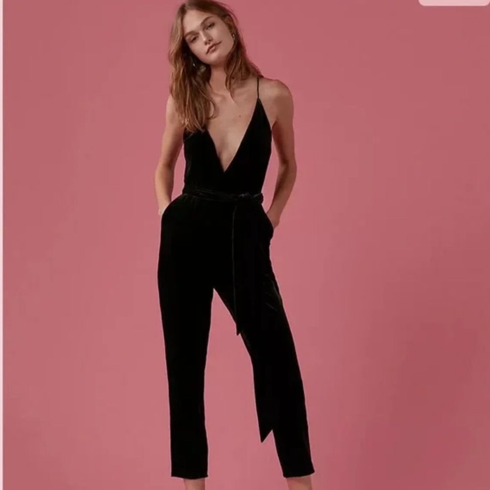 Express Black Velvet Jumpsuit - Size 12